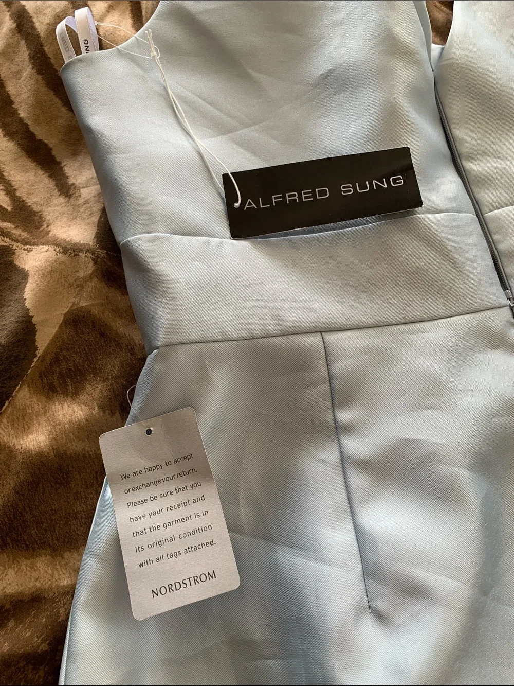 ALFRED SUNG Pleated Midi Light
Ice Blue V-Neck Sleeveless / A-Line Maxi Dress - Picture 14 of 14
